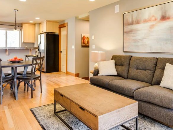 Interior image of a staged condo in downtown Toronto that is listed for sale.